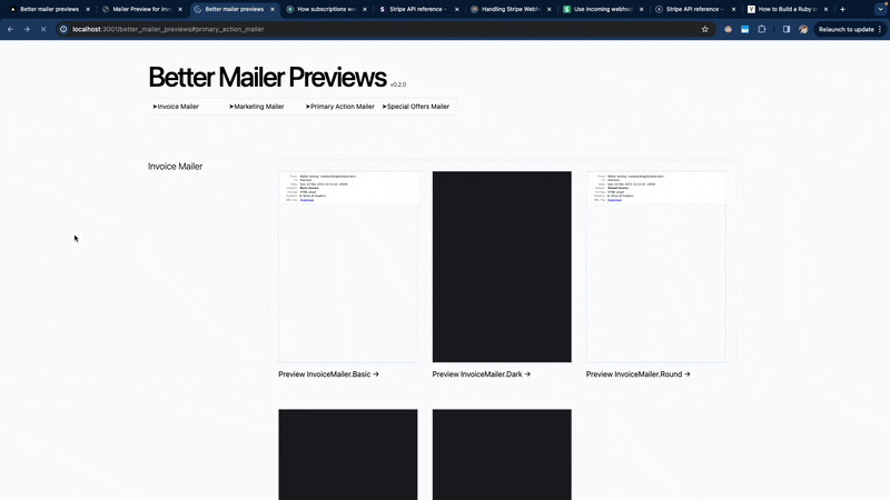 ActionMailer mailer template built with the RailsNotes UI email components.